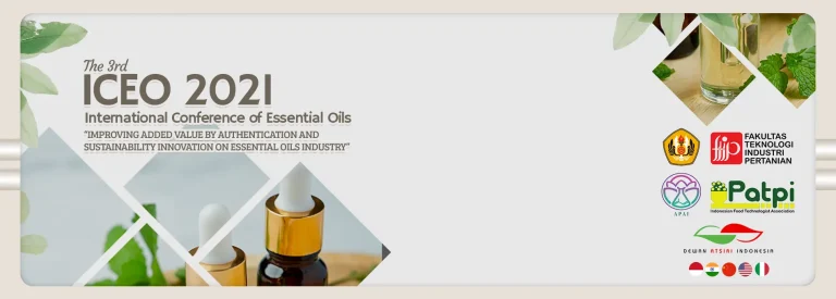 Visual banner for the 3rd International Conference of Essential Oils 2021 with institutional logos and event branding