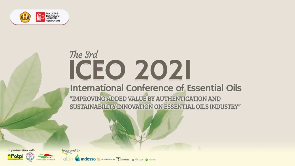 Visual banner for the 3rd International Conference of Essential Oils 2021 with institutional logos and event branding