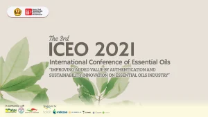 Visual banner for the 3rd International Conference of Essential Oils 2021 with institutional logos and event branding